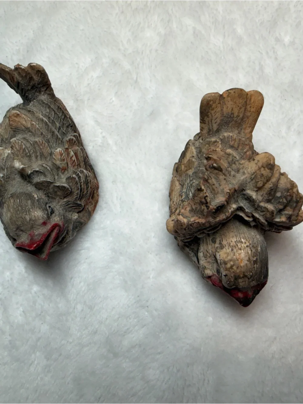 Vintage Albert E Price Carved Resin Baby Bird Sparrows Finches Figurine Set Of 2